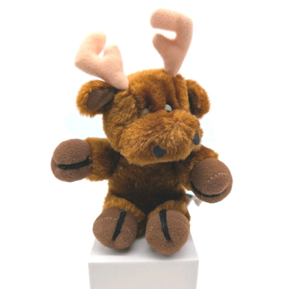 Vintage Acme Brown Moose Plush Stuffed Animal Tan Antlers 7 in
